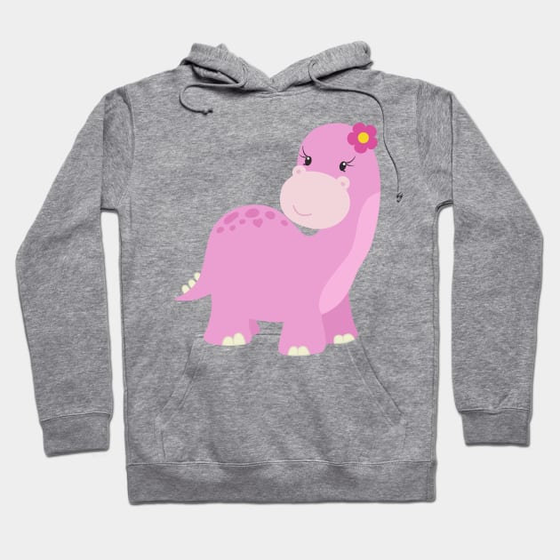 Cute Dinosaur, Pink Dinosaur, Girl Dinosaur, Dino Hoodie by Jelena Dunčević